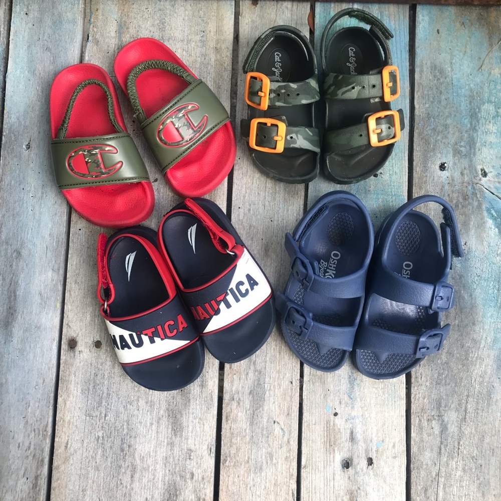 Bundle Of Four (4) Toddler Sandals, Champion, Nautica, Cat & Jack,OshKosh,Size 5